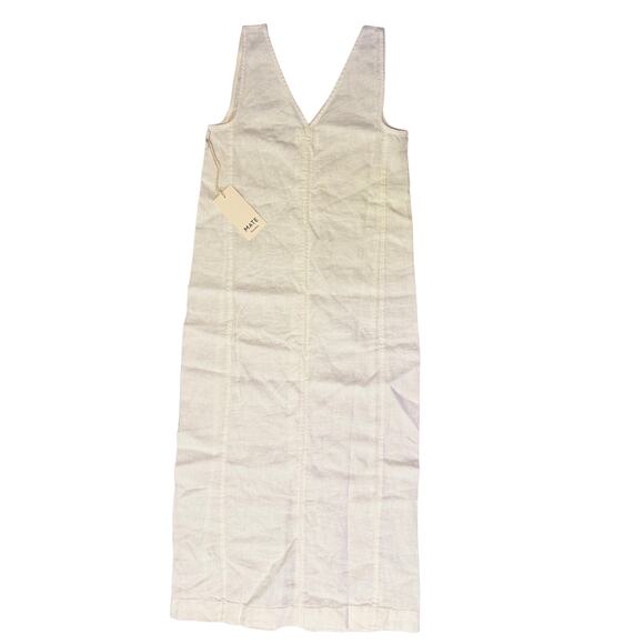 MATE the Label Organic Linen Center Seam Tank Dress White XS NWT $218 - Picture 4 of 6